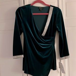 Green velvet top from Steinmart in size small